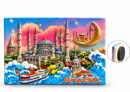 Özel Üretim Duvar Susuu Nostaljik Obje İstanbul Temalı Polyester Magnet