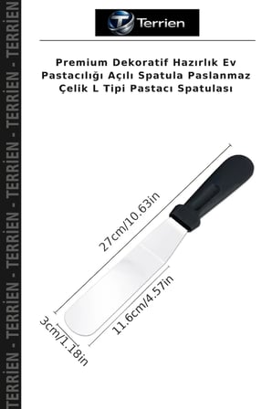 Premium Dekoratif Hazırlık Ev Pastacılığı Açılı Spatula Paslanmaz Çelik L Tipi Pastacı Spatulası