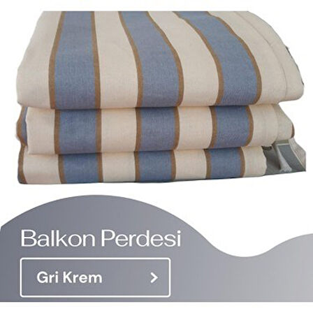 GENCER Home Balkon Perdesi Bağcıklı Ölçü Seçenekli Gri Krem