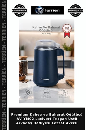 Premium Kahve ve Baharat Öğütücü AV-YM02 Lacivert Tezgah Üstü Arkadaş Hediyesi Lezzet Avcısı