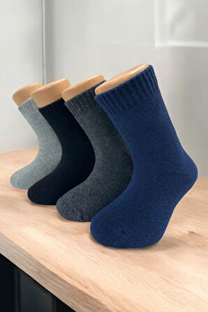 8 Çift Burun Dikişsiz Çapa Desenli Kışlık Kalın Havlu Çocuk Soket Çorap