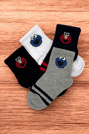 8 Çift Burun Dikişsiz Kurabiye Canavarı Desenli Çocuk Soket