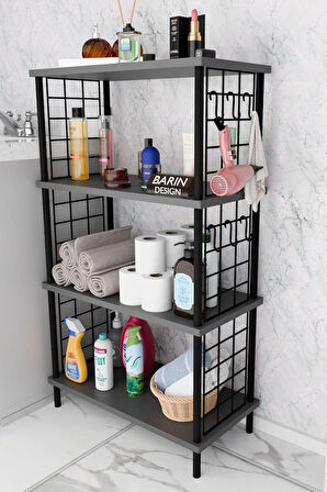  Çevir Kur Kolay Kurulum 4 Katlı Banyo Rafı | Metal Telli Çok Amaçlı Organizer Dolap Stand Raf