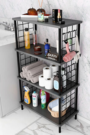  Çevir Kur Kolay Kurulum 4 Katlı Banyo Rafı | Metal Telli Çok Amaçlı Organizer Dolap Stand Raf