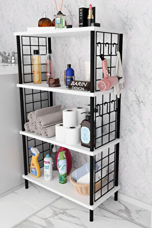  Çevir Kur Kolay Kurulum 4 Katlı Banyo Rafı | Metal Telli Çok Amaçlı Organizer Dolap Stand Raf