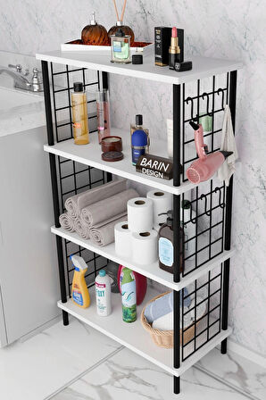  Çevir Kur Kolay Kurulum 4 Katlı Banyo Rafı | Metal Telli Çok Amaçlı Organizer Dolap Stand Raf