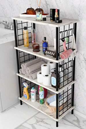  Çevir Kur Kolay Kurulum 4 Katlı Banyo Rafı | Metal Telli Çok Amaçlı Organizer Dolap Stand Raf