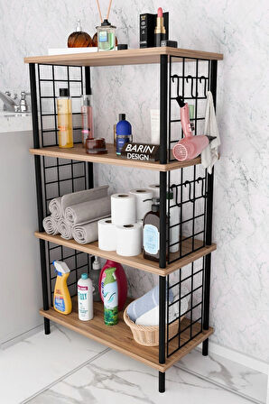  Çevir Kur Kolay Kurulum 4 Katlı Banyo Rafı | Metal Telli Çok Amaçlı Organizer Dolap Stand Raf