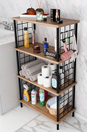  Çevir Kur Kolay Kurulum 4 Katlı Banyo Rafı | Metal Telli Çok Amaçlı Organizer Dolap Stand Raf