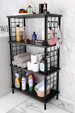  Çevir Kur Kolay Kurulum 4 Katlı Banyo Rafı | Metal Telli Çok Amaçlı Organizer Dolap Stand Raf