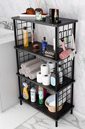  Çevir Kur Kolay Kurulum 4 Katlı Banyo Rafı | Metal Telli Çok Amaçlı Organizer Dolap Stand Raf