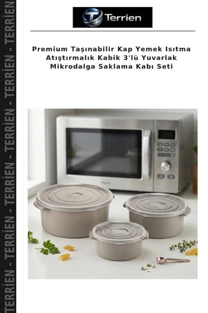 Premium Taşınabilir Kap Yemek Isıtma Atıştırmalık Kabik 3'lü Yuvarlak Mikrodalga Saklama Kabı Seti
