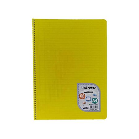 Çınar A4 Colormaxi Spiralli Defter Plastik Kapak Çizgili 60 Yaprak 4 Adet