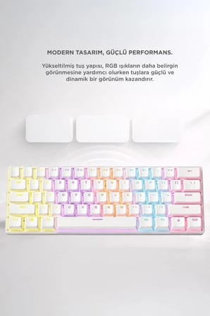Kablolu Klavye Rgb Işıklı Mekanik Q Klavye TK04 Beyaz Teknoloji Ürünü Masa Düzeni Ofis Gereci
