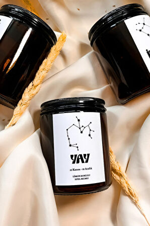 Yay Burcu Limon Kokulu %100 Soya Mumu Amber Kavanoz Mum