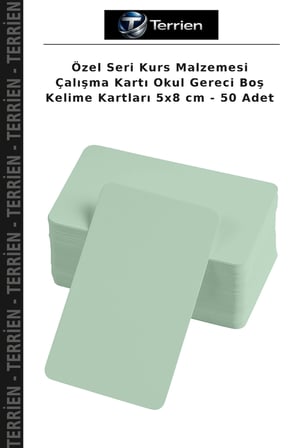 Özel Seri Kurs Malzemesi Çalışma Kartı Okul Gereci Boş Kelime Kartları 5x8 cm - 50 Adet