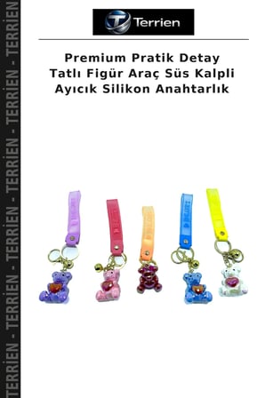 Premium Pratik Detay Tatlı Figür Araç Süs Kalpli Ayıcık Silikon Anahtarlık