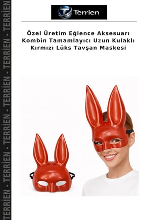 Özel Üretim Eğlence Aksesuarı Kombin Tamamlayıcı Uzun Kulaklı Kırmızı Lüks Tavşan Maskesi