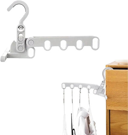 Microcase Sert ABS Plastik Katlanabilir 5 Kancalı Takı Eşya Çanta Şapka Kıyafet Askısı 1 Adet - AL4992 Gri