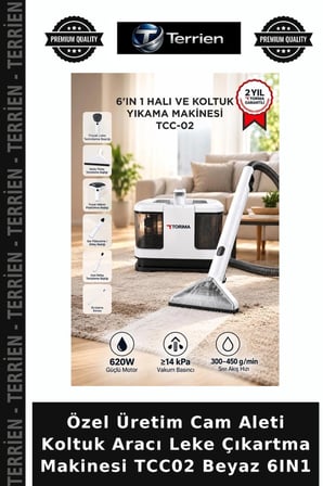 Özel Üretim Cam Aleti Koltuk Aracı Leke Çıkartma Makinesi TCC02 Beyaz 6IN1