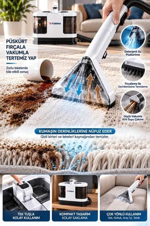 Özel Üretim Cam Aleti Koltuk Aracı Leke Çıkartma Makinesi TCC02 Beyaz 6IN1