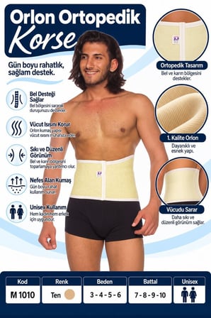 Orlon Ortopedik Korse – Unisex Bel ve Karın Destek Korsesi – M 1010 - Rylks