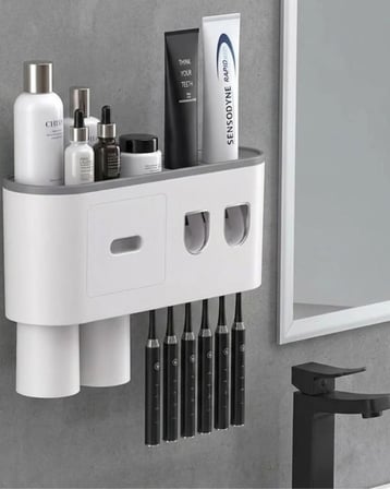 Çok Fonksiyonlu Diş Fırçası Tutucu Otomatik Dispenser Bardaklı Organizer