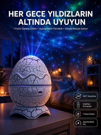 Yumurta Görünümlü Masa Ve Gece Lambası Renk Değiştirebilen Projektör