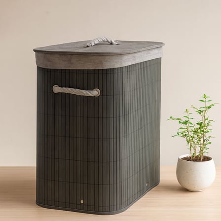 Bambu Dikdortgen Kirli Camasir Sepeti 40X30X60 Cm Gri