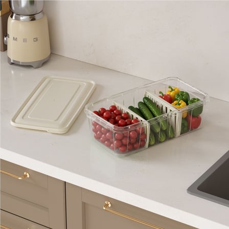 Şeffaf Plastik Buzdolabı Organizeri 6 Litre Kapaklı 3 Bölmeli