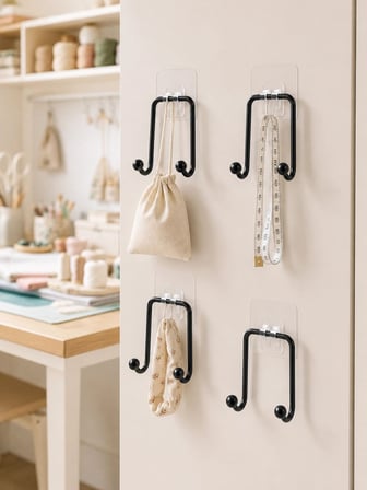 4'lü Duvar Tipi Yapışkanlı Askı Pratik Ev Ve Banyo Askılık Seti