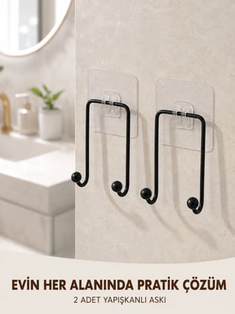 2'li Yapışkanlı Duvar Askısı Mutfak Banyo Ve Ev İçin Askılık