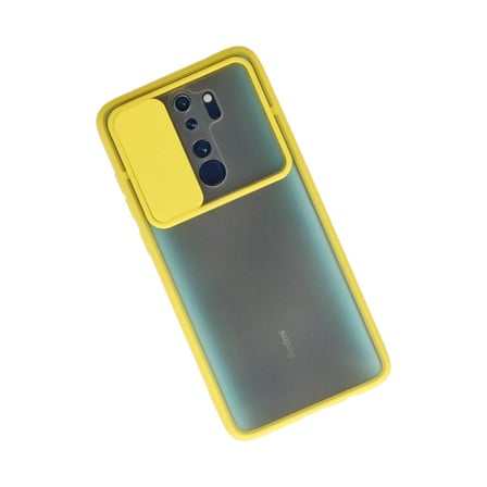 Xiaomi Uyumlu Redmi Note 8 Pro Kılıf Palm Buzlu Kamera Sürgülü Silikon - Sarı