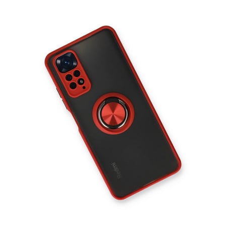 Xiaomi Redmi Note 11 Kılıf Montreal Yüzüklü Silikon Kapak - Kırmızı
