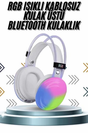 Kablosuz Bluetooth Kulaklık Rgb Işıklı Kulak Üstü 5.3 Bluetooth Bağlantılı