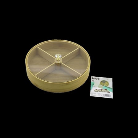 Bambu 4 Bolmeli Kapakli Servis Sunum Kutusu 22 Cm