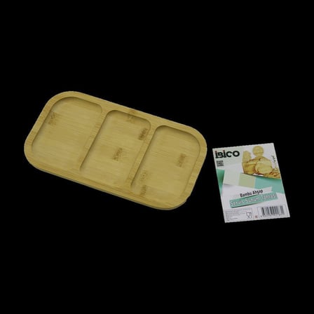 Bambu 3 Bolmeli Sunum Tepsisi 25X14 Cm
