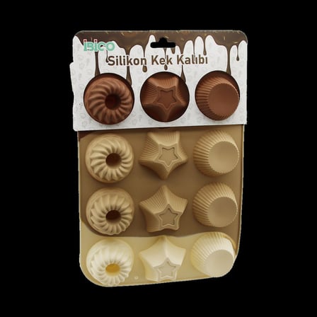 Silikon Muffin Kek Kalıbı Desenli