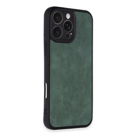 Apple İphone 16 Pro Kılıf Aras Deri Kapak - Koyu Yeşil