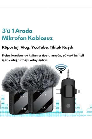 Royaleks F11 Kablosuz Yaka Mikrofonu Kondenser Gürültü Önleyici Siyah