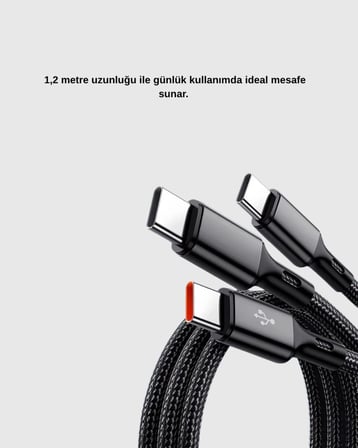 3’ü 1 Arada Şarj Kablosu Type-c İos Android Uyumlu Hızlı Ve Güvenli Şarj