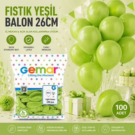 İç Mekan Fıstık Yeşili Balon 100'lü