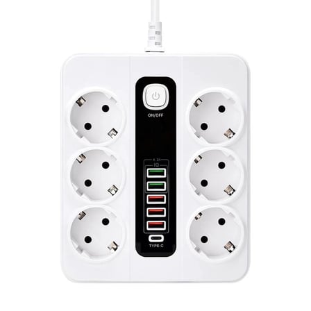 Royaleks Grup Priz Uzatma Kablosu 6'lı 3000W 2 Metre Beyaz