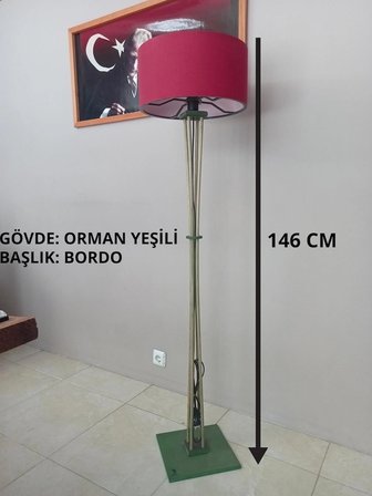 BORDO BAŞLIK- AHŞAP LAMBADER- ORMAN YEŞİLİ