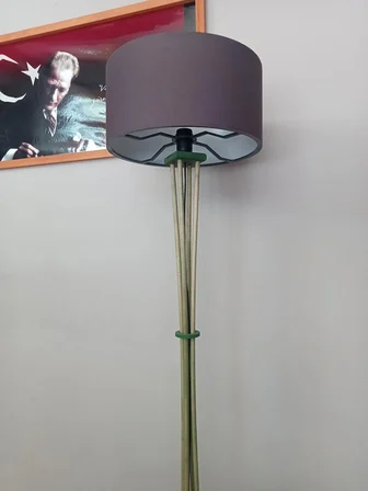 Balsa Dekor Lambader Kayın Ağacı Vintage Ahşap Aydınlatma Orman Yeşili Kahverengi 146 cm