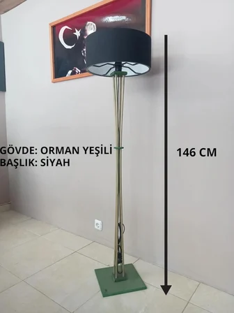 AHŞAP LAMBADER-SİYAH BAŞLIK- KÖŞE AYDINLATMA-ORMAN YEŞİLİ