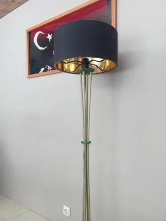 AHŞAP LAMBADER-KÖŞE AYDINLATMA-SİYAH GOLD BAŞLIK-ORMAN YEŞİLİ