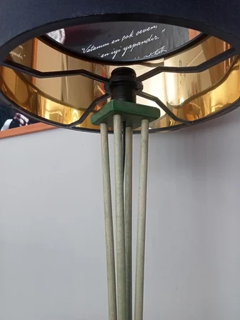 AHŞAP LAMBADER-KÖŞE AYDINLATMA-SİYAH GOLD BAŞLIK-ORMAN YEŞİLİ