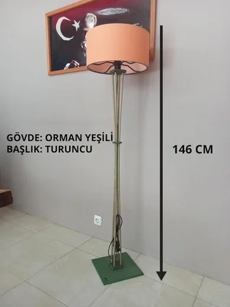 KÖŞE AYDINLATMA-AHŞAP LAMBADER-TURUNCU BAŞLIK-ORMAN YEŞİLİ