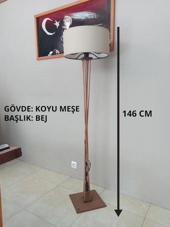 AHŞAP AYAKLI LAMBADER-KOYU MEŞE-BEJ-3 M ANAHTARLI KABLO